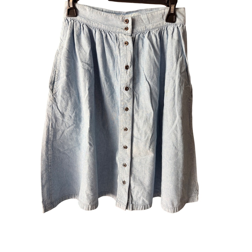 Madewell Chambray Button Front A-Line Skirt Size S